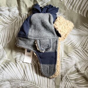 GAP Navy and Gray Kids Fleece Trapper Hat